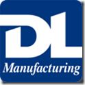 The logo of Dl manufacturing in blue with white background.